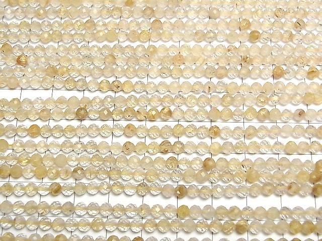 [Video]High Quality! Rutilated Quartz AA+ Faceted Round 3.5mm 1strand beads (aprx.15inch/37cm)