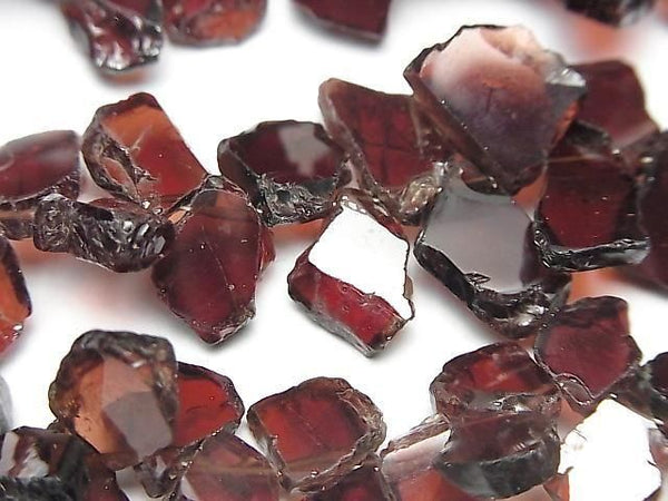 [Video] Mozambique Garnet AA++ Rough Slice Faceted Top Side Drilled Hole 1 Strand Beads (aprx. 7 inches/18 cm)