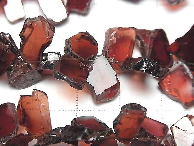 [Video] Mozambique Garnet AA++ Rough Slice Faceted Top Side Drilled Hole 1 Strand Beads (aprx. 7 inches/18 cm)