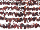 [Video] Mozambique Garnet AA++ Rough Slice Faceted Top Side Drilled Hole 1 Strand Beads (aprx. 7 inches/18 cm)