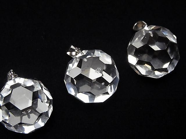 Crystal AAA- "Buckyball" Faceted Round 18mm Pendant in Silver925 (1pc)