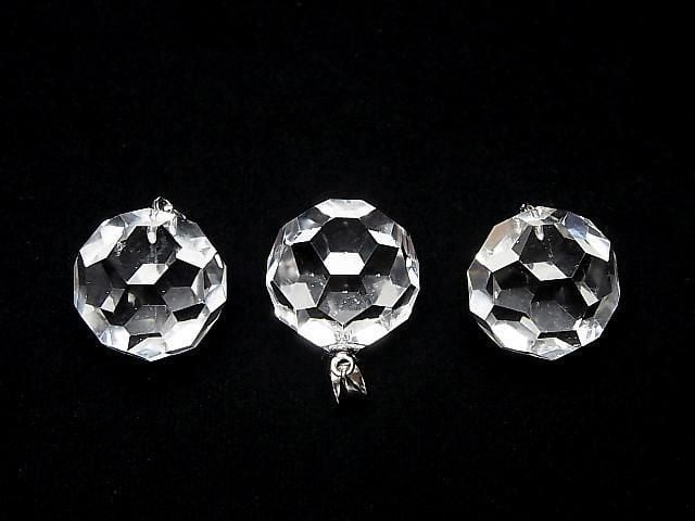Crystal AAA- "Buckyball" Faceted Round 18mm Pendant in Silver925 (1pc)