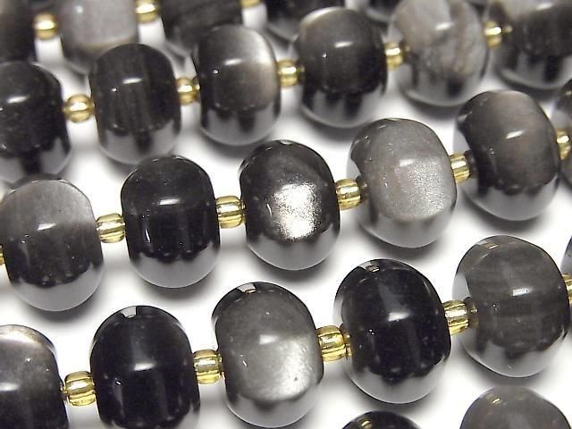 [Video] Silver Obsidian 8 Faceted Rondelle 12x12x8mm Half or 1 Strand Beads (aprx. 15 inches/36 cm)