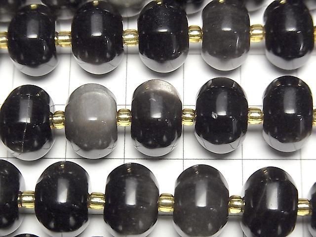 [Video] Silver Obsidian 8 Faceted Rondelle 12x12x8mm Half or 1 Strand Beads (aprx. 15 inches/36 cm)