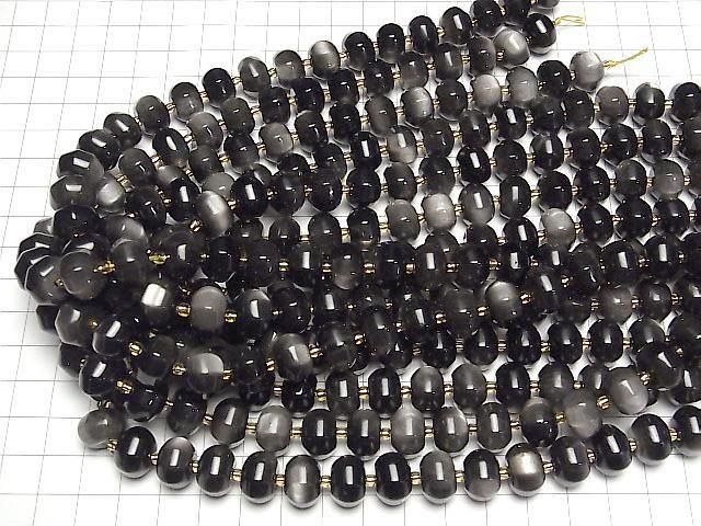 [Video] Silver Obsidian 8 Faceted Rondelle 12x12x8mm Half or 1 Strand Beads (aprx. 15 inches/36 cm)