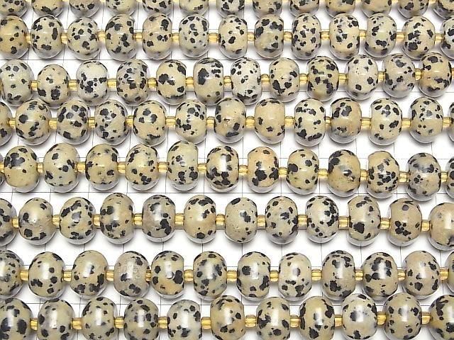[Video] Dalmatian Jasper 8 Faceted Rondelle 12x12x8mm half or 1 strand beads (aprx. 15 inches/36 cm)