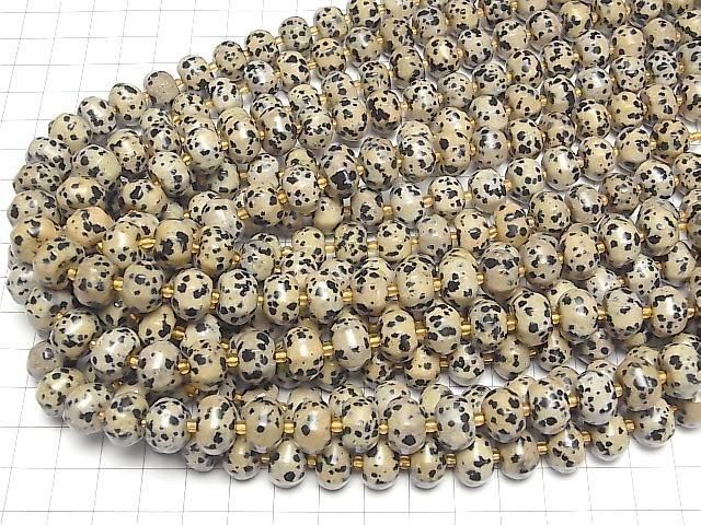 [Video] Dalmatian Jasper 8 Faceted Rondelle 12x12x8mm half or 1 strand beads (aprx. 15 inches/36 cm)
