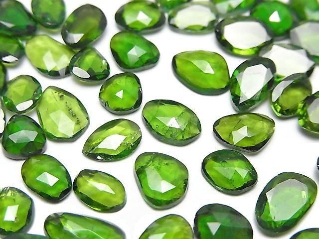 [Video] Chrome Diopside AA++ Loose Stone Freeform Single-Sided Rose Cut 5pcs