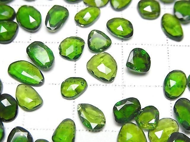 [Video] Chrome Diopside AA++ Loose Stone Freeform Single-Sided Rose Cut 5pcs