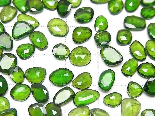 [Video] Chrome Diopside AA++ Loose Stone Freeform Single-Sided Rose Cut 5pcs
