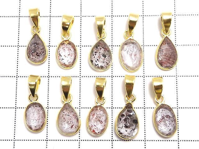 [Video][One of a kind] Elestial Quartz AAA Pendant 18KGP 10pcs Set NO.375