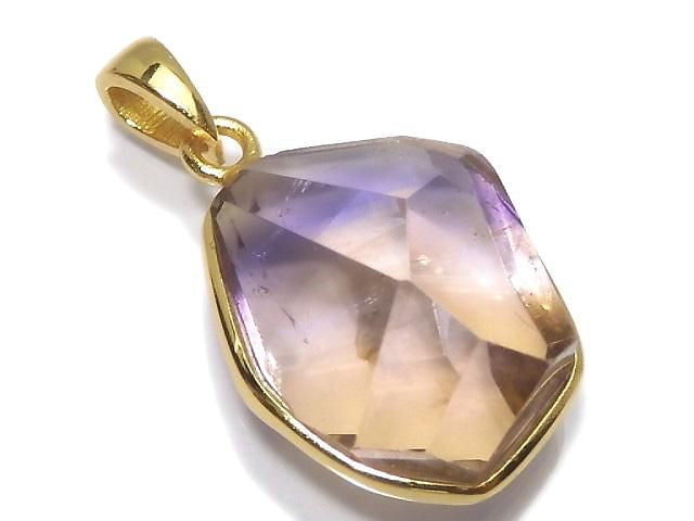 [Video][One of a kind] High Quality Ametrine AAA- Faceted Pendant 18KGP NO.2