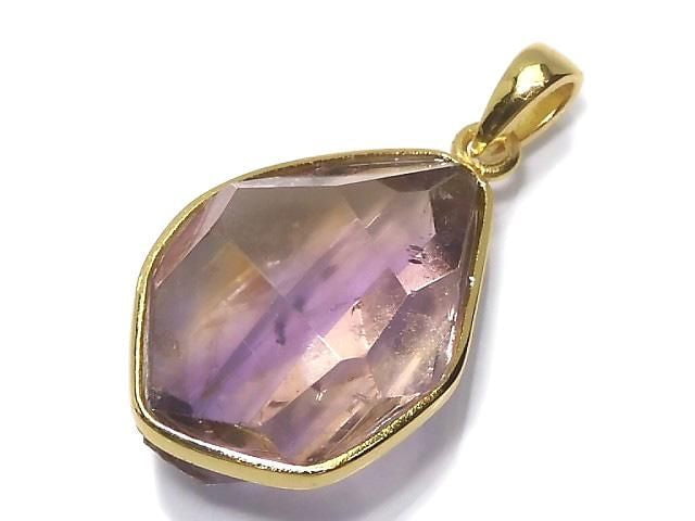 [Video][One of a kind] High Quality Ametrine AAA- Faceted Pendant 18KGP NO.3