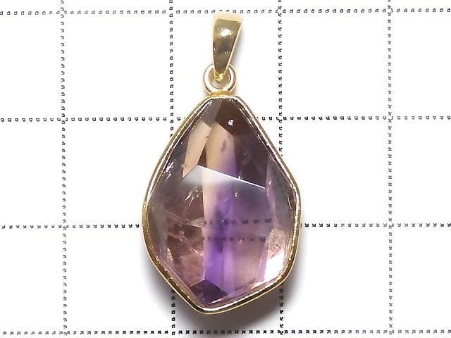 [Video][One of a kind] High Quality Ametrine AAA- Faceted Pendant 18KGP NO.3