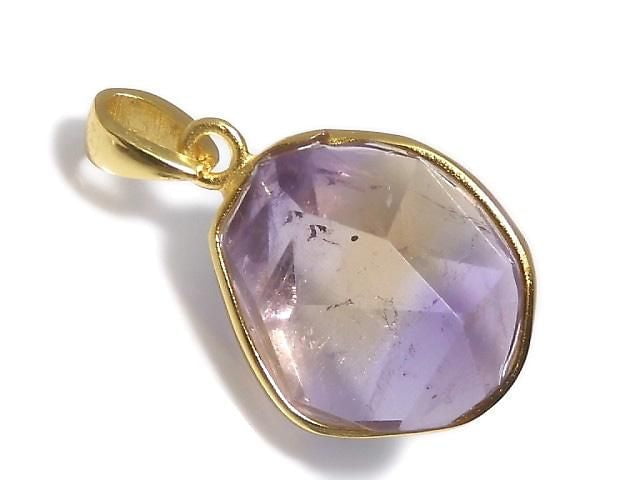 [Video][One of a kind] High Quality Ametrine AAA- Faceted Pendant 18KGP NO.4