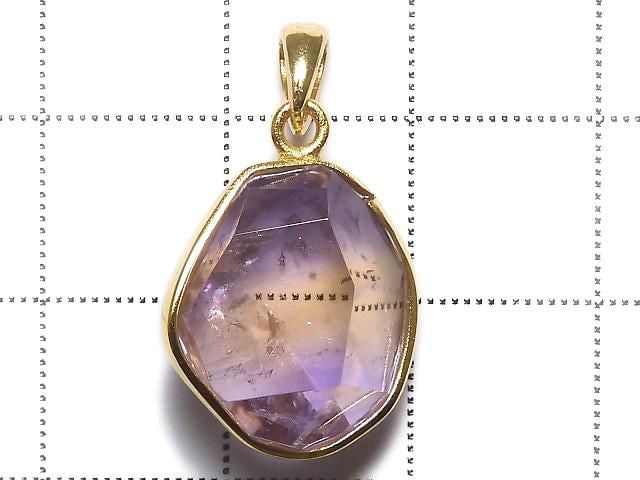 [Video][One of a kind] High Quality Ametrine AAA- Faceted Pendant 18KGP NO.4