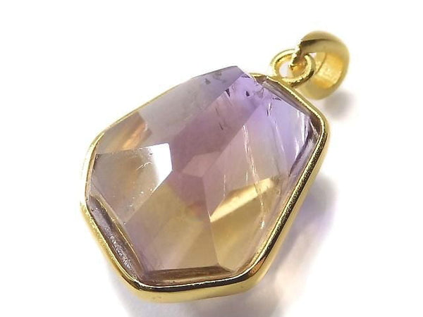 [Video][One of a kind] High Quality Ametrine AAA- Faceted Pendant 18KGP NO.6