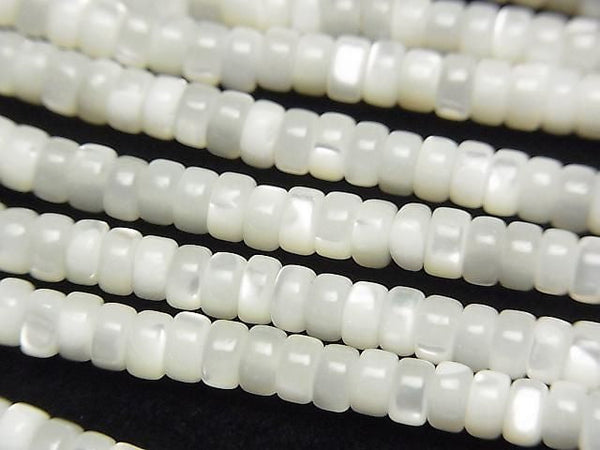 [Video] Mother of Pearl MOP White Rondelle (Heishi) 4x4x2mm 1strand beads (aprx. 15 inches/37 cm)
