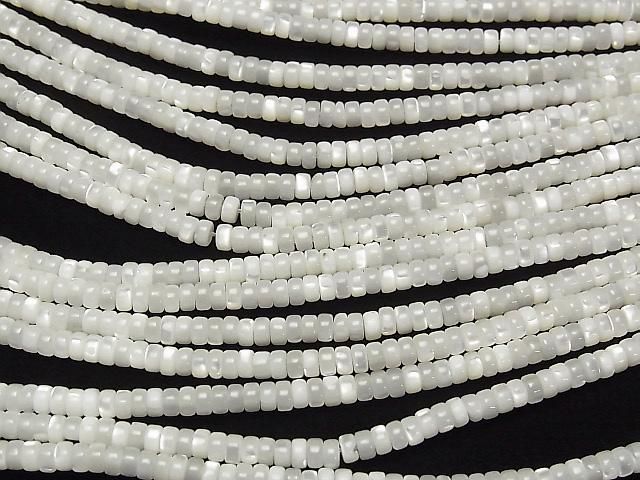 Nacre MOP Blanc Rondelle (Heishi) 4x4x2mm 1 fil perles (env. 38 cm)