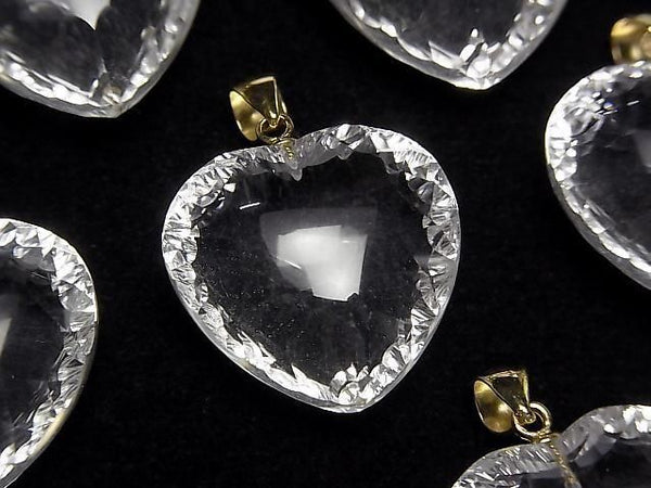 [Video] High Quality Crystal AAA Heart Cut Pendant 20x20mm 18KGP 1pc