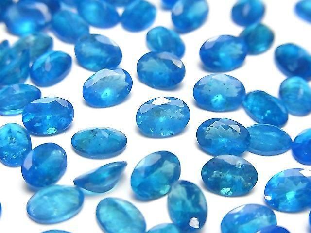 [Video] High Quality Neon Blue Apatite AAA Loose Stone Oval Faceted 7x5mm 2pcs