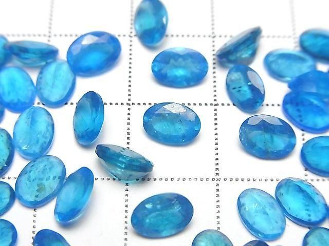[Video] High Quality Neon Blue Apatite AAA Loose Stone Oval Faceted 7x5mm 2pcs