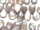 [Video] Brown Moonstone AA++ Pear Shape Faceted Briolette Coated Half or 1 Strand Beads (aprx. 7 inches/18 cm)