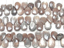 [Video] Brown Moonstone AA++ Pear Shape Faceted Briolette Coated Half or 1 Strand Beads (aprx. 7 inches/18 cm)