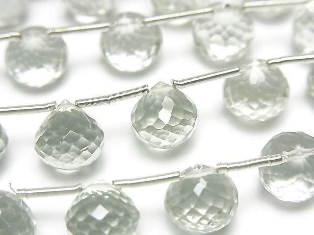 [Video] High Quality Green Amethyst AAA Onion Faceted Briolette 1 strand (8 pcs)