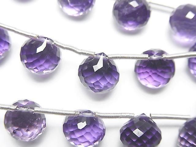 [Video] High Quality Amethyst AAA Onion Faceted Briolette 1 strand (8 pcs)