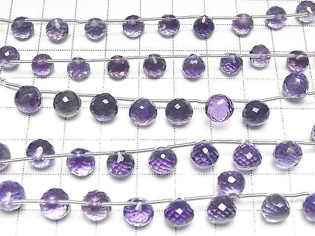 [Video] High Quality Amethyst AAA Onion Faceted Briolette 1 strand (8 pcs)