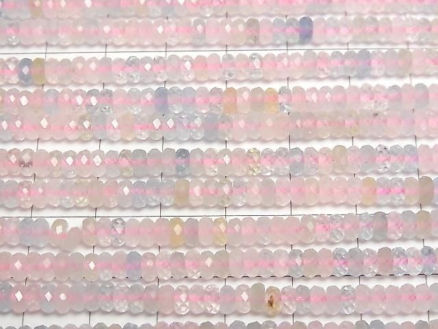 [Video] High Quality! Beryl Mix (Multicolor Aquamarine) AAA- Faceted Button Rondelle 4x4x2mm 1strand beads (approx. 15 inches/37 cm)