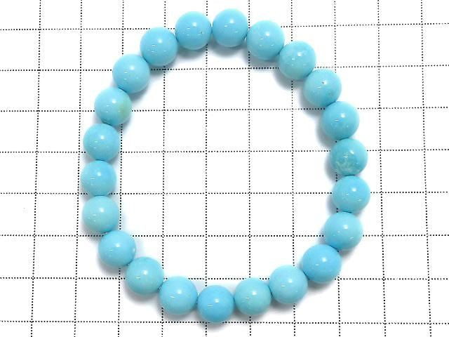 [Video][One of a kind] Arizona Sleeping Beauty Turquoise AAAA Round 9mm Bracelet NO.2