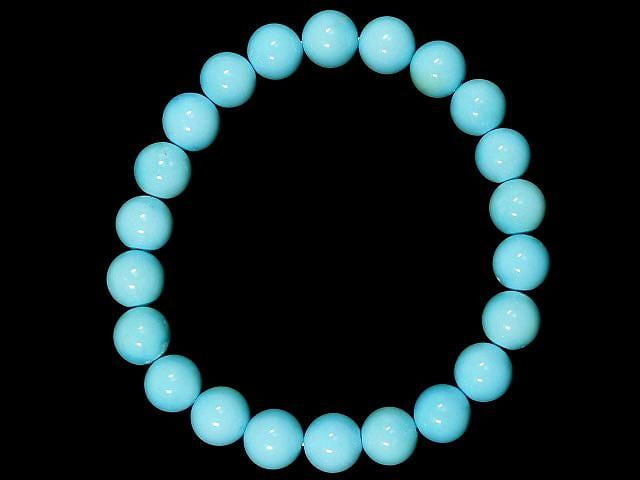 [Video][One of a kind] Arizona Sleeping Beauty Turquoise AAAA Round 9mm Bracelet NO.2