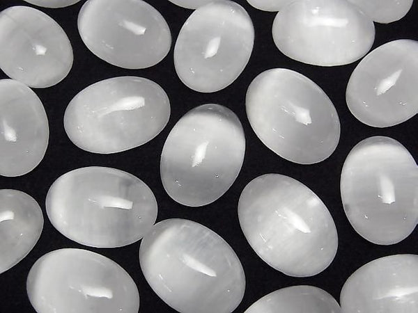 [Video] Selenite (Gypsum) Oval Cabochon 18x13mm 2pcs
