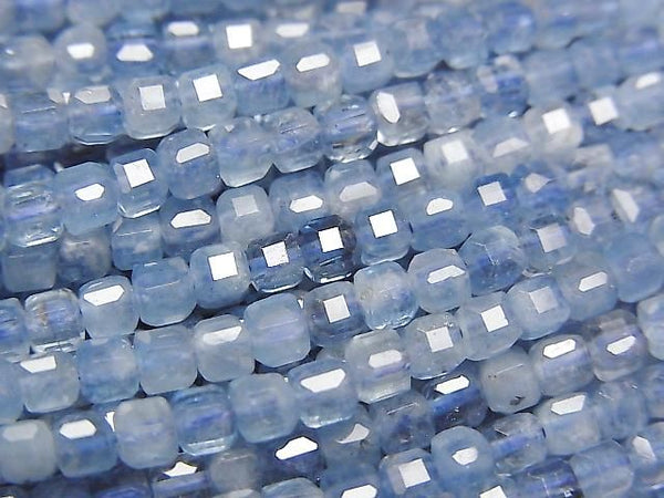 [Video] High Quality! Deep Blue Aquamarine AA++ Cube Shape 3x3x3mm 1strand beads (approx. 15 inches/37 cm)