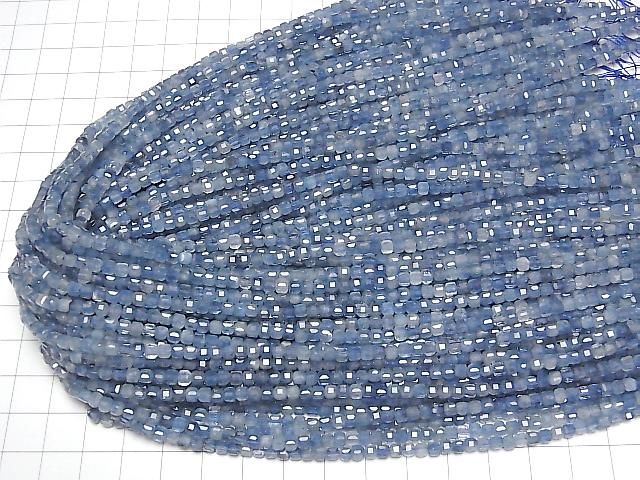 [Video] High Quality! Deep Blue Aquamarine AA++ Cube Shape 3x3x3mm 1strand beads (approx. 15 inches/37 cm)
