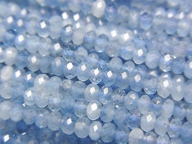 [Video]High Quality! Aquamarine AAA- Faceted Button Rondelle 3x3x2mm half or 1strand beads (aprx.15inch/37cm)