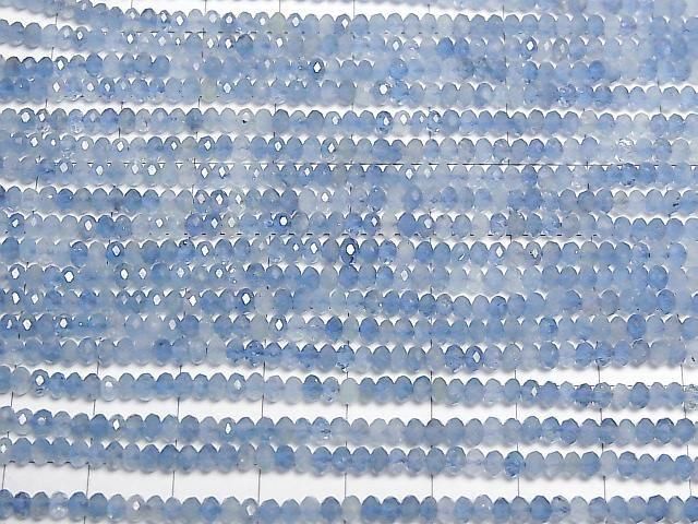 [Video]High Quality! Aquamarine AAA- Faceted Button Rondelle 3x3x2mm half or 1strand beads (aprx.15inch/37cm)