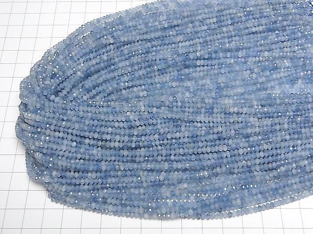 [Video]High Quality! Aquamarine AAA- Faceted Button Rondelle 3x3x2mm half or 1strand beads (aprx.15inch/37cm)