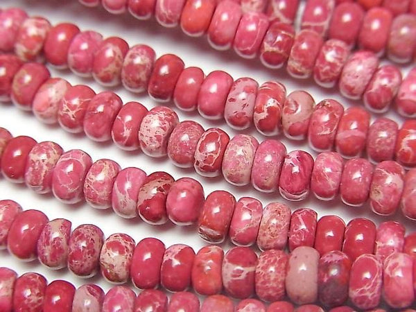 [Video] Red Kaolinite Rondelle 4x4x2.5mm 1strand beads (aprx. 15 inches/38 cm)