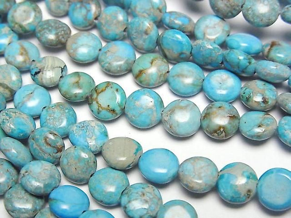 [Video] Light Blue Kaolinite Coin 6.5x6.5mm 1strand beads (aprx. 15 inches/38 cm)