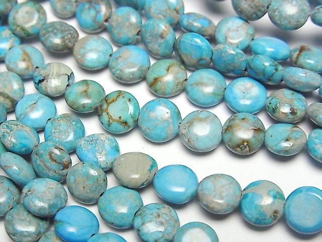 [Video] Light Blue Kaolinite Coin 6.5x6.5mm 1strand beads (aprx. 15 inches/38 cm)