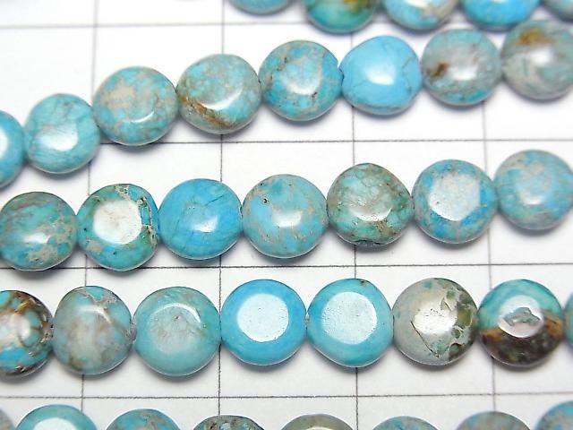 [Video] Light Blue Kaolinite Coin 6.5x6.5mm 1strand beads (aprx. 15 inches/38 cm)