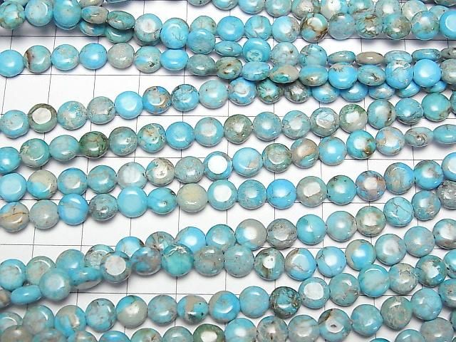 [Video] Light Blue Kaolinite Coin 6.5x6.5mm 1strand beads (aprx. 15 inches/38 cm)