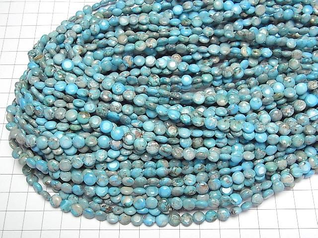 [Video] Light Blue Kaolinite Coin 6.5x6.5mm 1strand beads (aprx. 15 inches/38 cm)