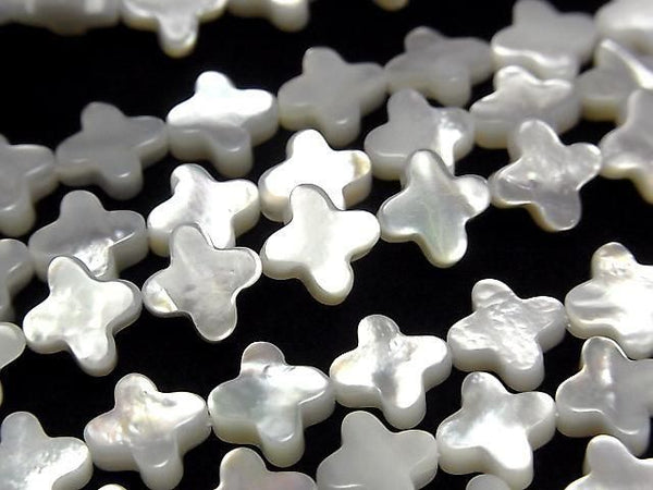 [Video] High Quality White Shell (Silver-lip Oyster) AAA Cross 8x8mm 1/4 or 1strand beads (aprx. 15 inches/38 cm)