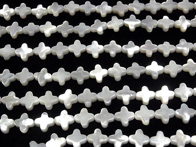 [Video] High Quality White Shell (Silver-lip Oyster) AAA Cross 8x8mm 1/4 or 1strand beads (aprx. 15 inches/38 cm)
