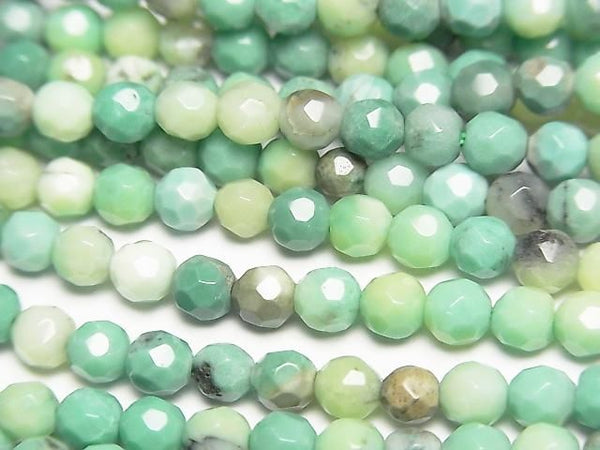 [Video] High Quality! Natural Green Chalcedony Faceted Round 4mm 1strand beads (aprx. 15 inches/38 cm)