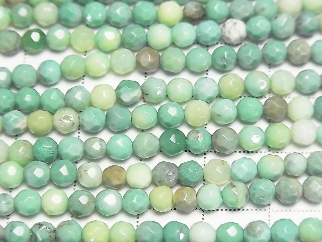 [Video] High Quality! Natural Green Chalcedony Faceted Round 4mm 1strand beads (aprx. 15 inches/38 cm)